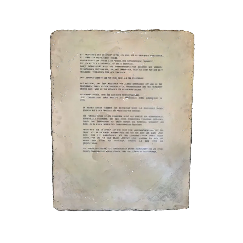 3D scan of the lithographic text stone NICHTS IST IN STEIN GEMEISSELT, part of the installation NOTHING’S SET IN STONE