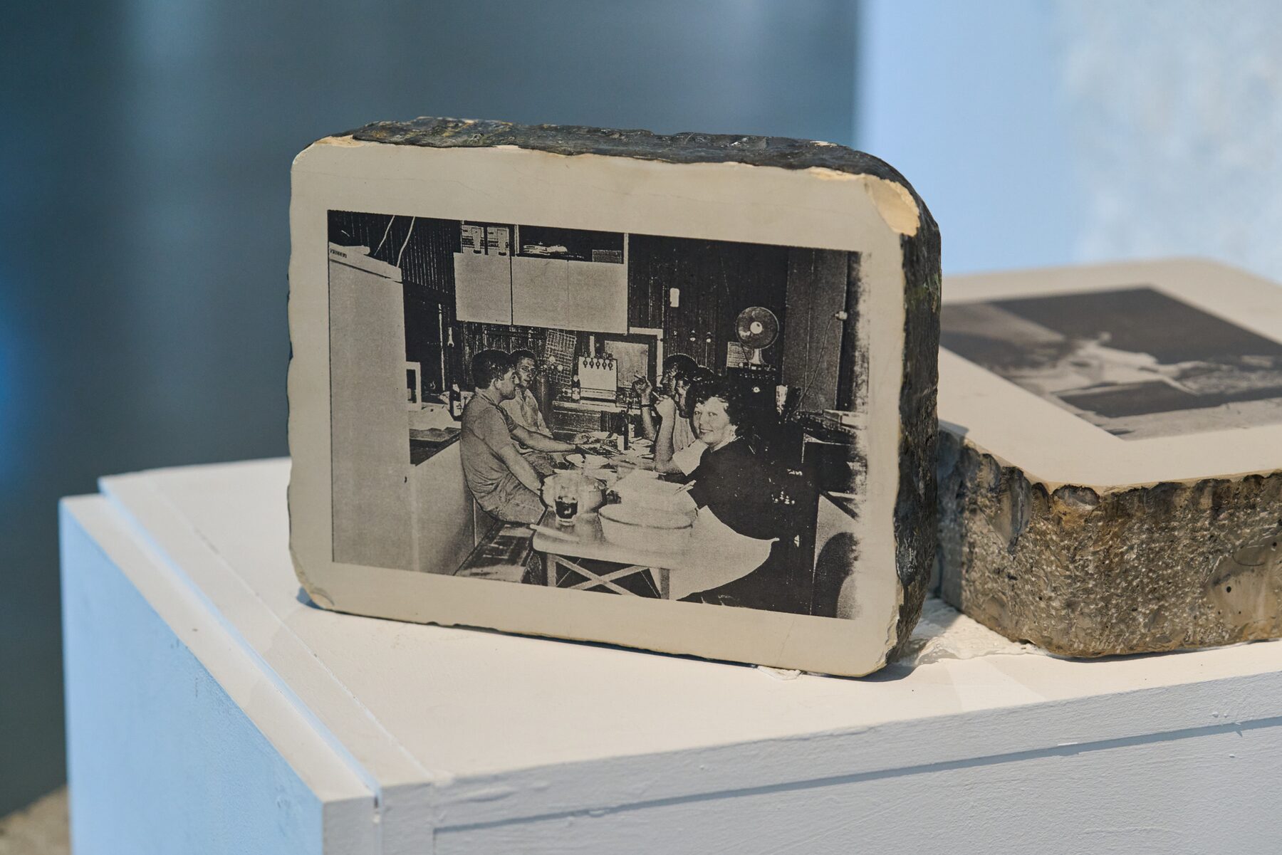 Family photograph transferred onto the face of a lithographic stone